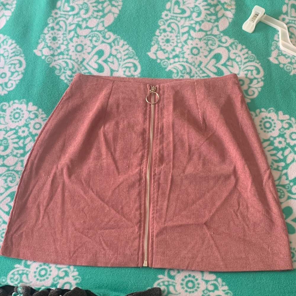 SHEIN Pink Mini Skirt with Front Zipper